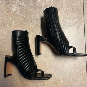 Black Open-Toe Heeled Booties - Marcella New York - NEW